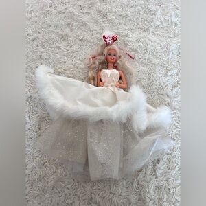 Barbie in White and Silver‎ Gown with Red Hair Accessory